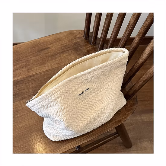 Corduroy Smile Dots Makeup Organizer Storage Cosmetic Bag for Women and Girls Pencil Case Bags