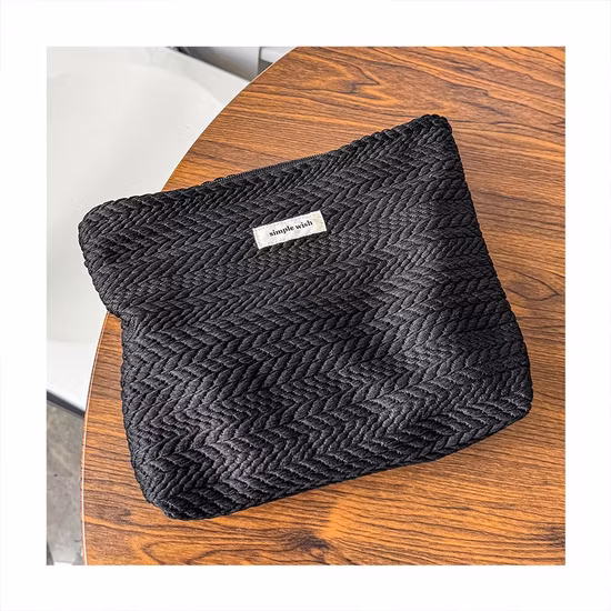 Corduroy Smile Dots Makeup Organizer Storage Cosmetic Bag for Women and Girls Pencil Case Bags