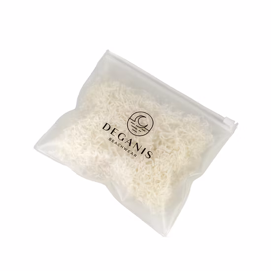 Borsa per imballaggio cosmetica per indumenti per gioielli con chiusura lampo in plastica EVA satinata personalizzata